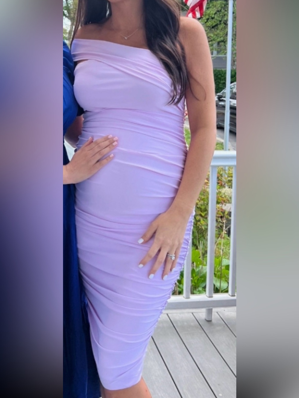 One Shoulder maternity Lavender Ruched midi Bodycon Dress